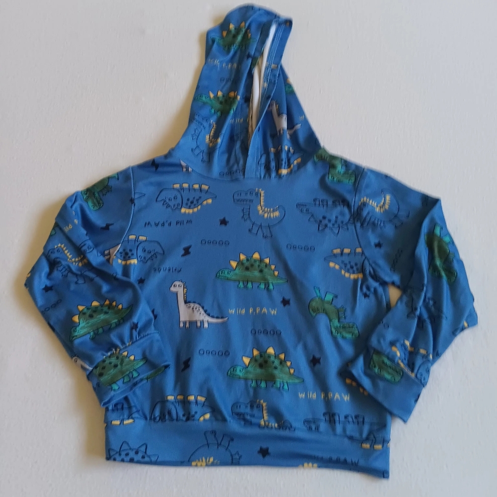 Blue Dinosaur Print Hoodie Sz 110 (Kids4/5)
